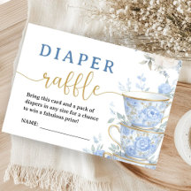 Tea Party Baby Shower Boy Blue Tea Diaper Raffle