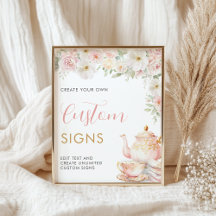 Tea Party Baby Shower Custom Sign -  16x20 