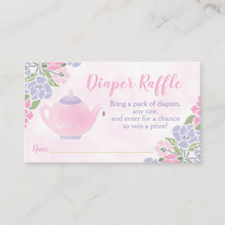 Tea Party Baby Shower Diaper Raffle Ticket Enclosure Card