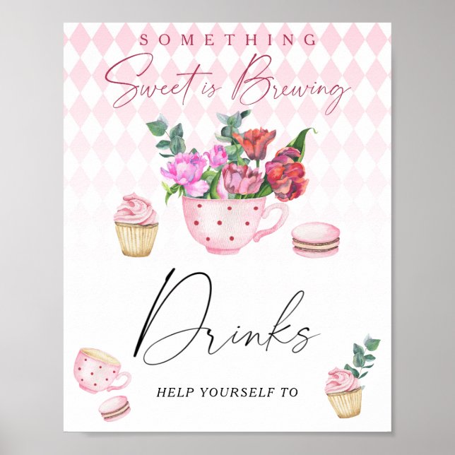 Tea party baby shower - Drinks Poster (Front)
