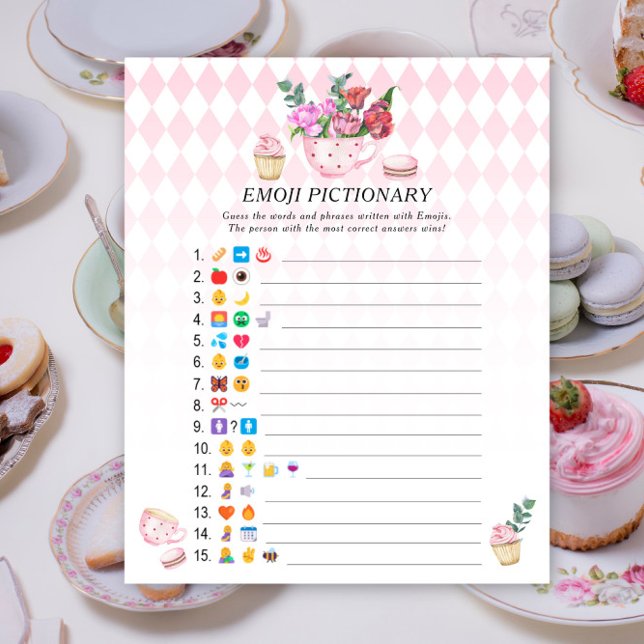 Tea party baby shower Emoji pictionary game (Creator Uploaded)
