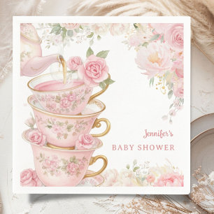 Tea Party Baby Shower Girl Blush Pink Floral  Napkin