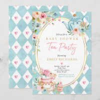 Tea Party Baby Shower Girl Pink Roses Baby Brewing