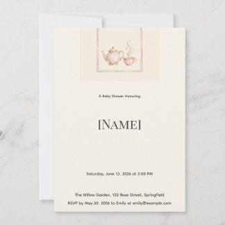 Tea Party Baby Shower Invitation, Editable Invitation