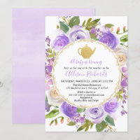 Tea party baby shower purple lavender lilac floral