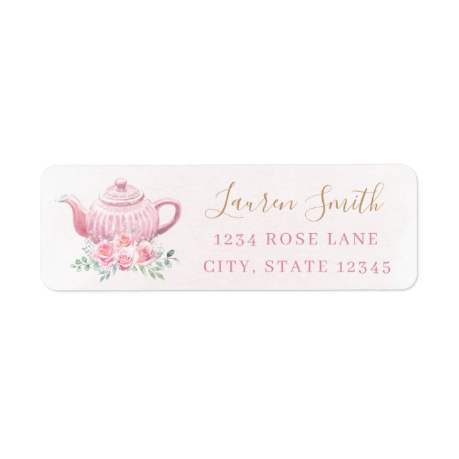 Tea Party Baby Shower Return Address Labels (Front)