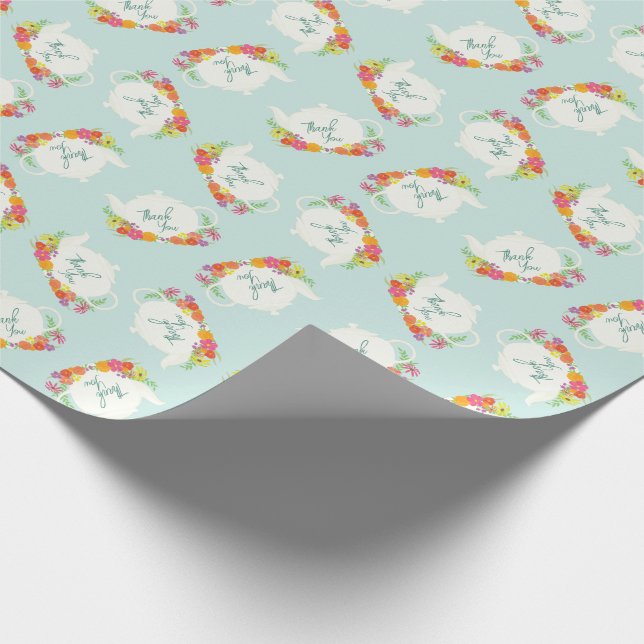 Tea Party Baby Shower Spring Wrapping Paper (Corner)