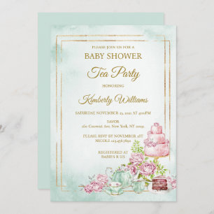 Tea Party Baby Shower Sprinkle Invitation