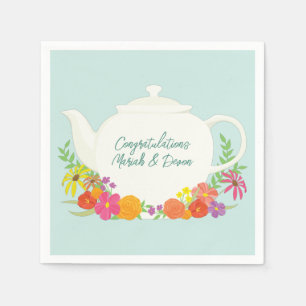 Tea Party Baby Shower Teapot Spring Floral Napkin