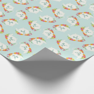 Tea Party Baby Shower Teapot Thank You Wrapping Paper