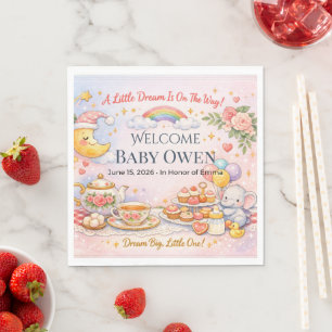 Tea Party Baby Shower Welcome Sign Girl Dream Napkin