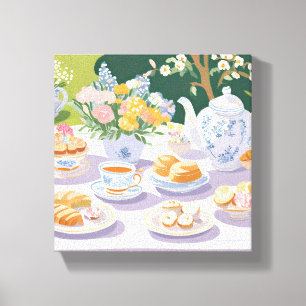 Tea Party Beautiful Garden Party Floral Canvas Print