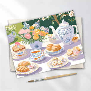 Tea Party   Beautiful Garden Party Floral Postcard