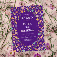 Tea Party Birthday Cute Custom Colourful Floral