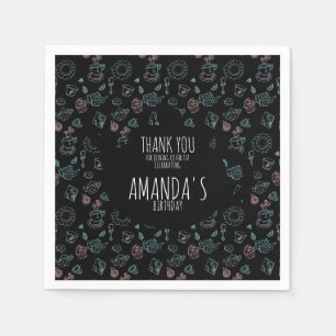 Tea Party Birthday Doodle Background  Napkin