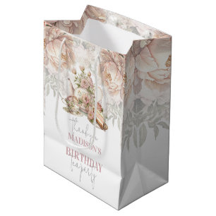 Tea Party Birthday Floral Personalised Medium Gift Bag