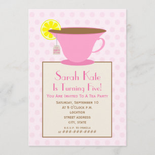 Tea Party Birthday Invitation - Pink