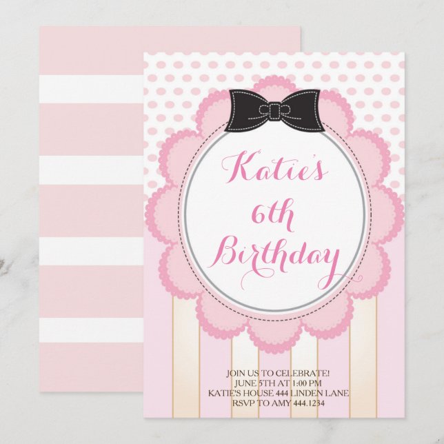 Tea Party Birthday Invitations (Front/Back)