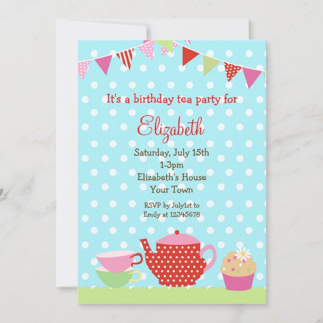Tea Party Birthday Invitations (Front)