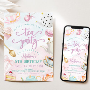 Tea Party Birthday Invite, Par-tea Invite, Girls Invitation