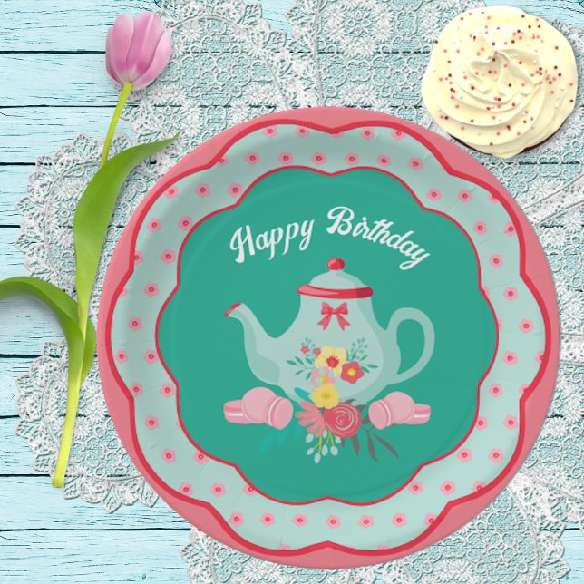 Tea Party Birthday Luncheon Paper Plate (Creator Uploaded)