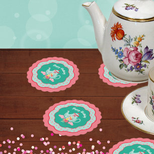 Tea Party Birthday Paper Coaster