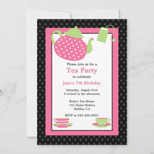 Tea Party Birthday Party Invitation (Front)
