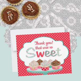 Tea Party Birthday Thankyou Flat Note Card