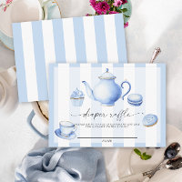Tea party blue baby shower diaper raffle