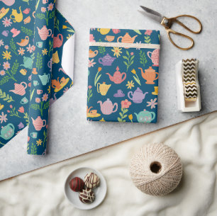 Tea Party Bridal Easter Spring Floral Colourful Wrapping Paper