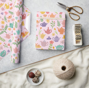 Tea Party Bridal Easter Spring Floral Colourful  Wrapping Paper