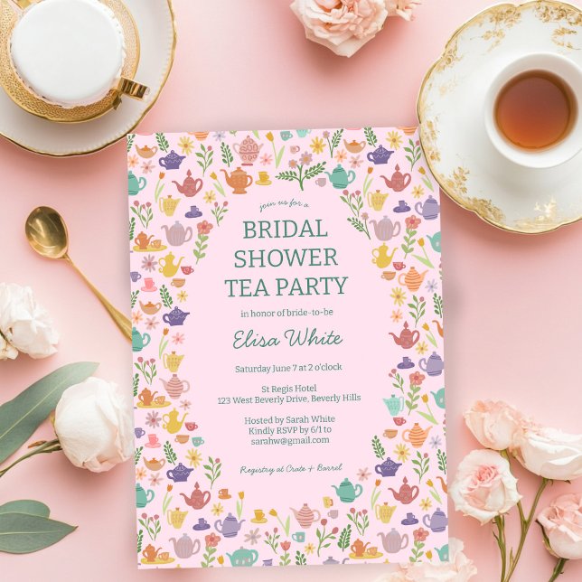 Tea Party Bridal Shower Cute Colourful CUSTOM Invitation (Tea Party Bridal Shower Cute Colorful CUSTOM Invitation
)