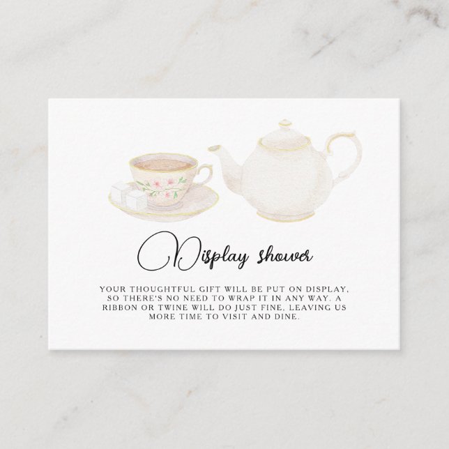 Tea Party Bridal shower Display shower Enclosure Card (Front)