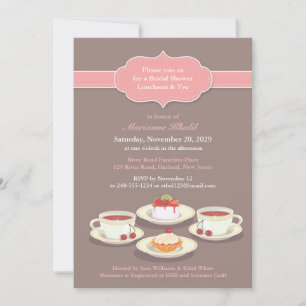 Tea Party Bridal Shower Flat Invitation