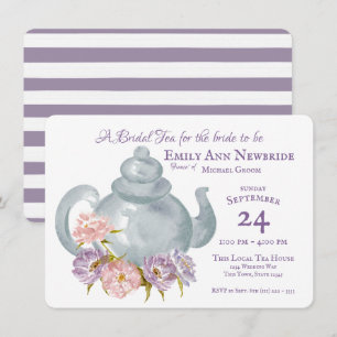 Tea Party Bridal Shower Floral Tea pot Invitation