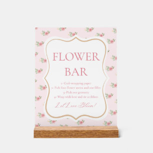 Tea Party Bridal Shower Flower Bar  Acrylic Sign