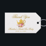 Tea Party Bridal Shower Gold Pink Thank You Gift Tags<br><div class="desc">Tea Party Bridal Shower Pink Floral and Gold Thank You Gift Tag</div>