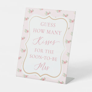 Tea Party Bridal Shower Guess How many Kisses Pedestal Sign