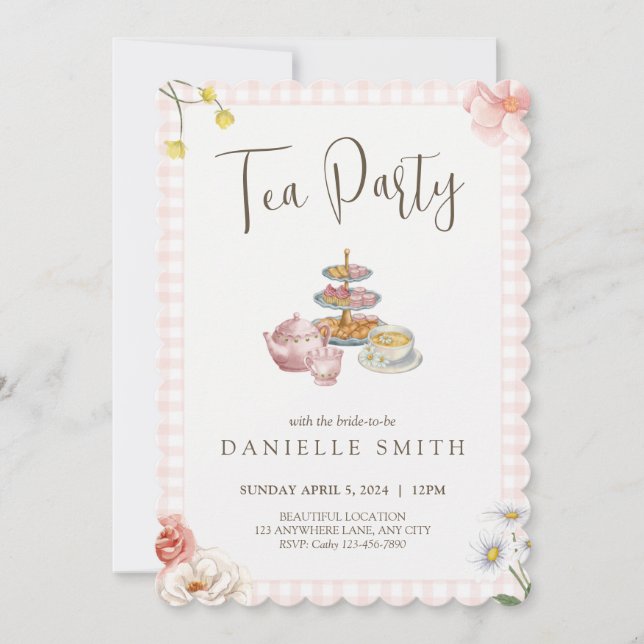 Tea Party Bridal Shower Invitation (Front)