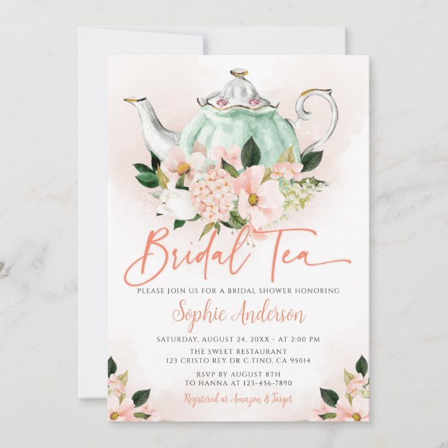 Tea Party Bridal Shower Invitation (Front)
