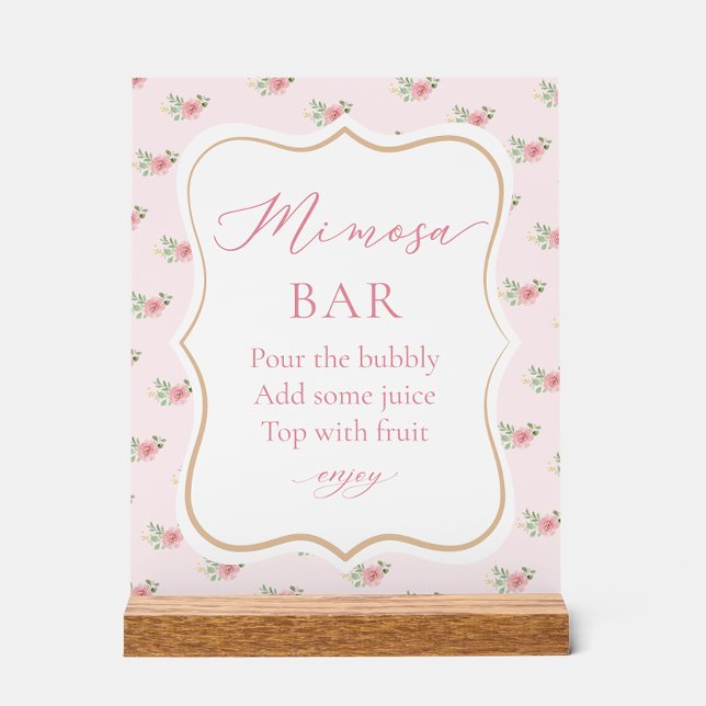 Tea Party Bridal Shower Mimosa Bar Acrylic Sign (Creator Uploaded)