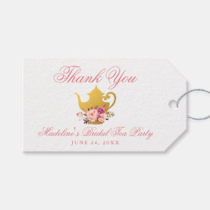 Tea Party Bridal Shower Pink Floral Thank You Gift Tags