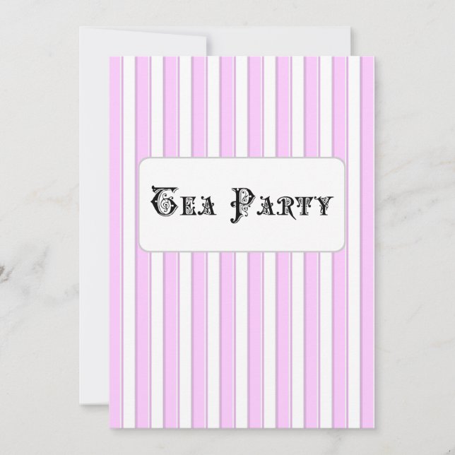 Tea Party Bridal Shower Pink Stripe Invitations (Front)