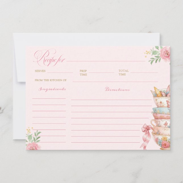 Tea Party Bridal Shower Recipe Card (Front)