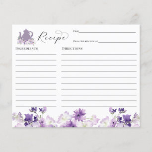 Tea Party Bridal Shower Recipe card