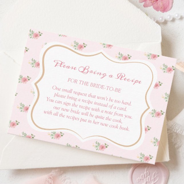 Tea Party Bridal Shower Recipe Request Enclosure Card (Creator Uploaded)