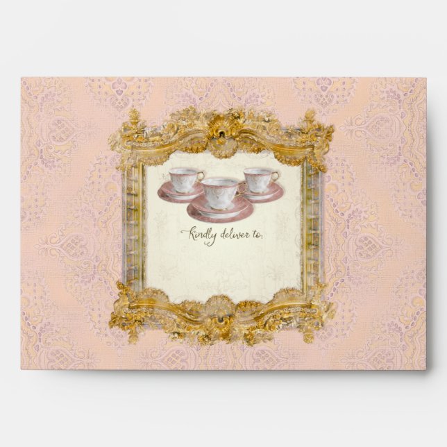 Tea Party Bridal Shower Royal Versailles Palace Envelope (Front)