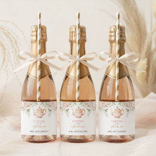 Tea Party Bridal Shower Sparkling Wine Label