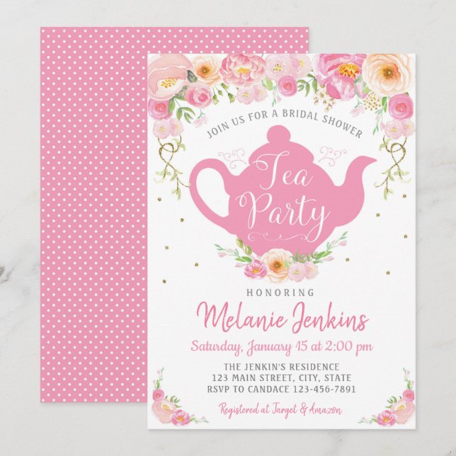 Tea Party Bridal Shower Sprinkle Invitation (Front/Back)