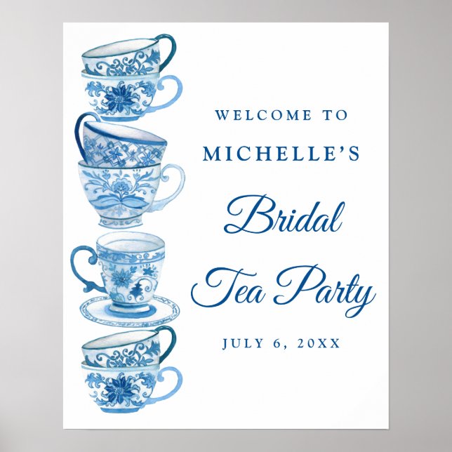 Tea Party Bridal Shower Welcome Sign (Front)